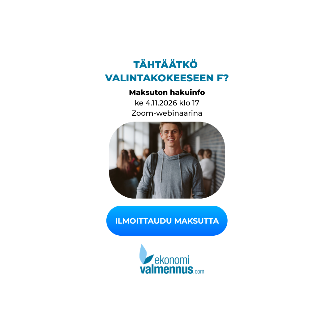 Maksuton hakuinfo valintakokeeseen F ke 4.11.2026 klo 17 – ilmoittaudu